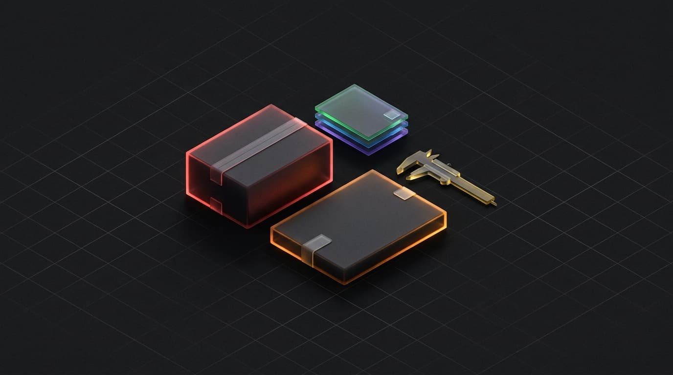 Isometrische 3D-scene van twee identieke verzenddozen naast elkaar waarvan er één merkbaar platter is