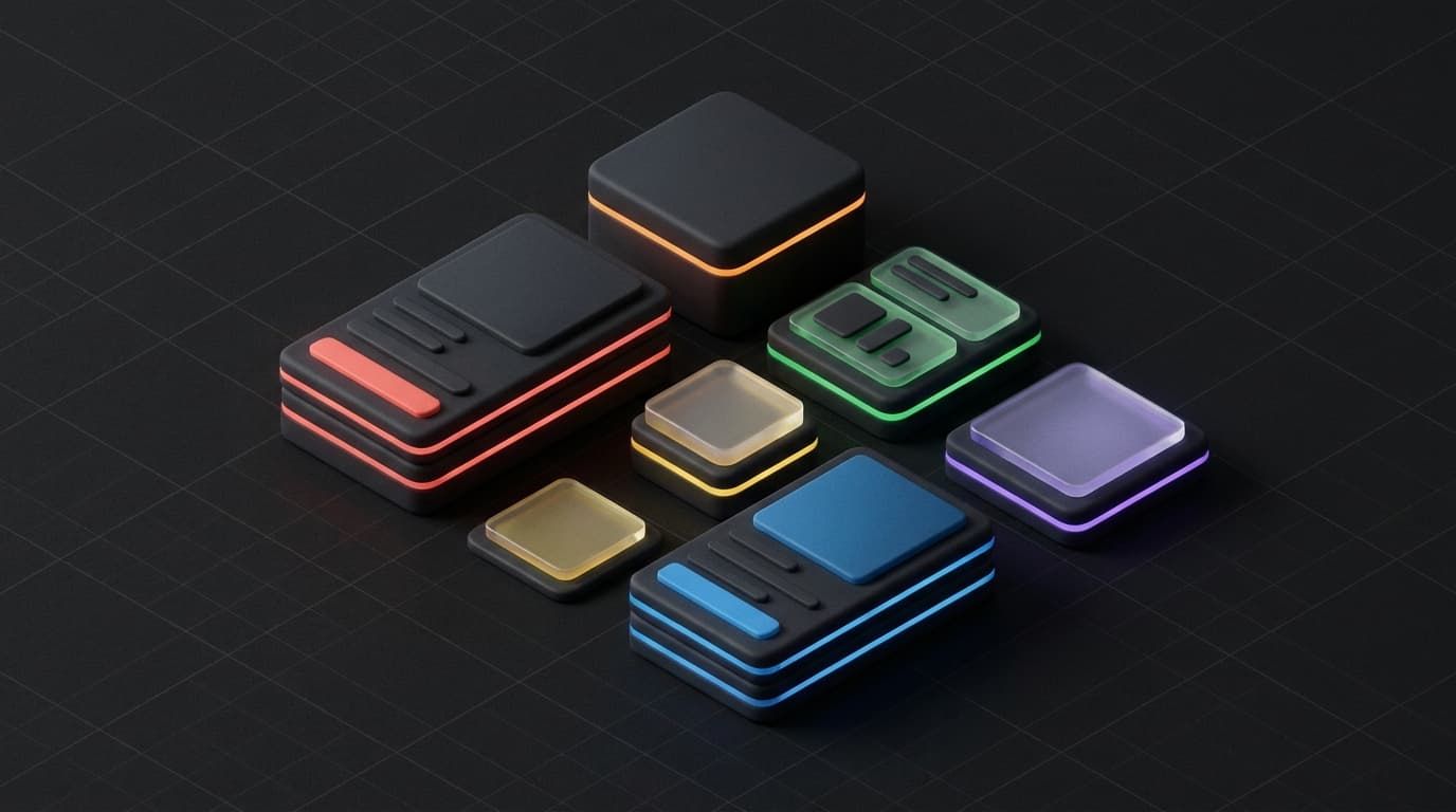 Isometrische 3D-illustratie van een Amazon A+ Content listing met vergelijkingstabel, lifestyle-beelden en conversiegrafiek in regenboogaccenten