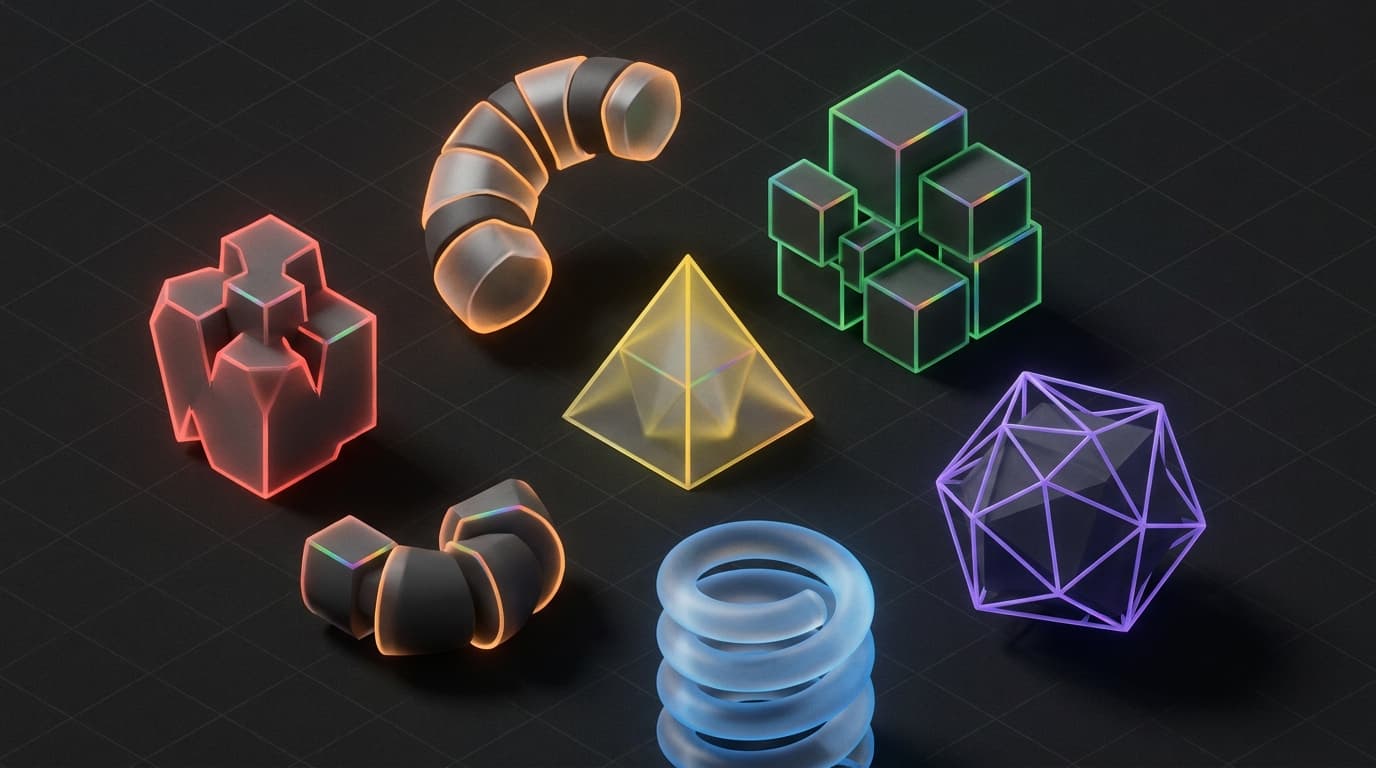 Isometrische 3D-illustratie van vage merkwoorden die op een productverpakking landen, in monochroom met een regenboog-ring