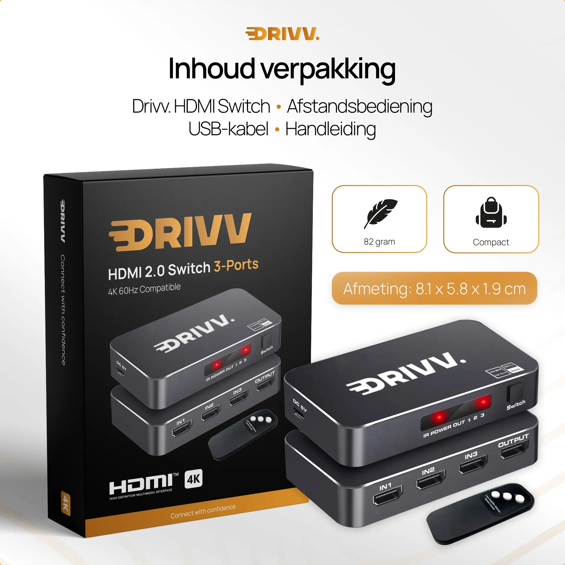 Drivv. project — Inhoud verpakking, afmeting