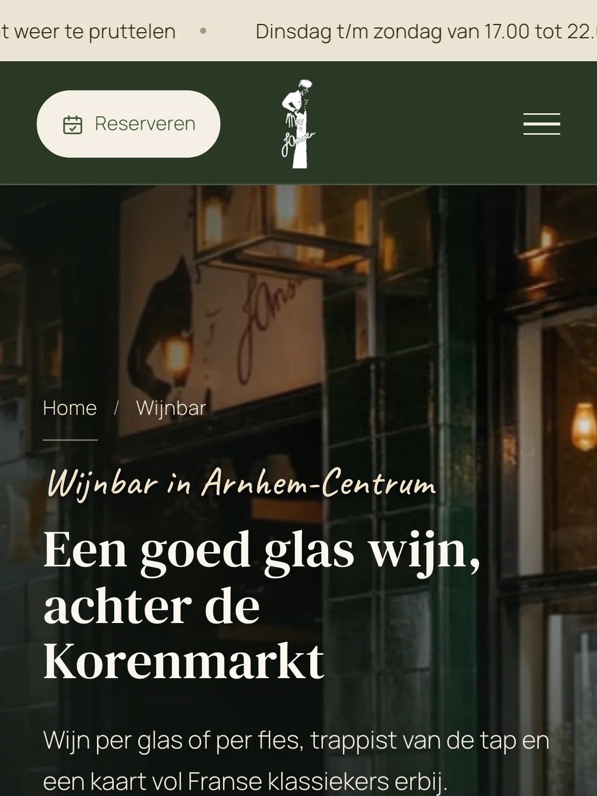 Mobiele landingspagina Wijnbar in Arnhem-Centrum